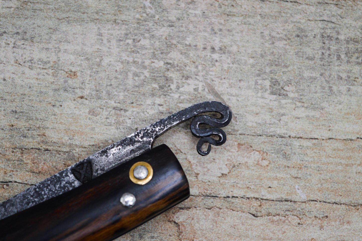 Hand-forged Friction Folder / Pale Moon Ebony with 80crv2 blade / UK Legal Folding Knife