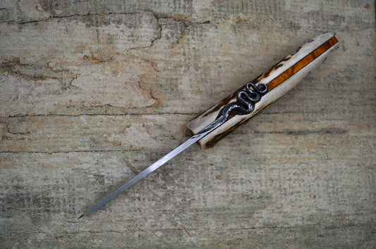 Primitive Mountain Man Friction Folder / Stag and Amboyna Burl handle / UK Legal Carry