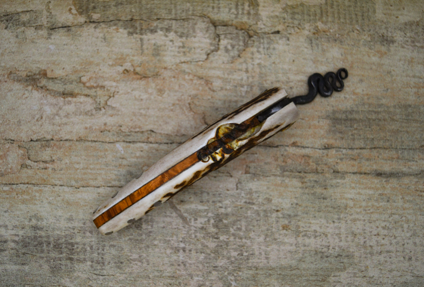 Primitive Mountain Man Friction Folder / Stag and Amboyna Burl handle / UK Legal Carry