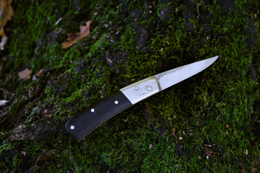 Hand-forged Sloyd Slipjoint / Heavy Duty Folding Knife / O1 Tool Steel blade with Wrought Iron Bolsters and Bog Oak Scales / UK Legal Pocketknife