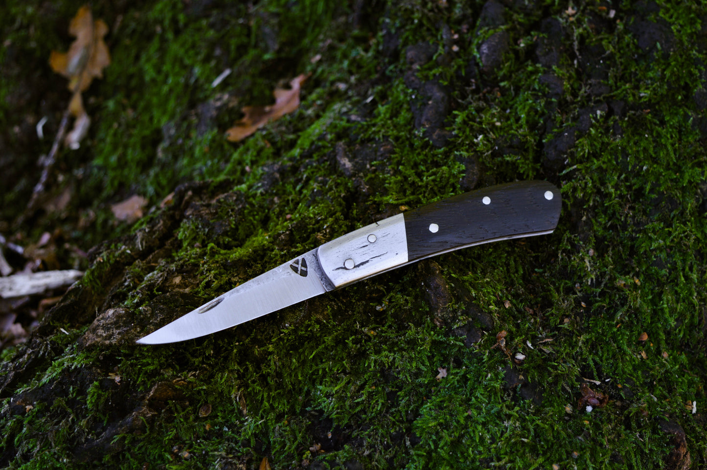 Hand-forged Sloyd Slipjoint / Heavy Duty Folding Knife / O1 Tool Steel blade with Wrought Iron Bolsters and Bog Oak Scales / UK Legal Pocketknife