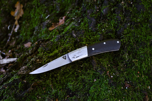 Hand-forged Sloyd Slipjoint / Heavy Duty Folding Knife / O1 Tool Steel blade with Wrought Iron Bolsters and Bog Oak Scales / UK Legal Pocketknife