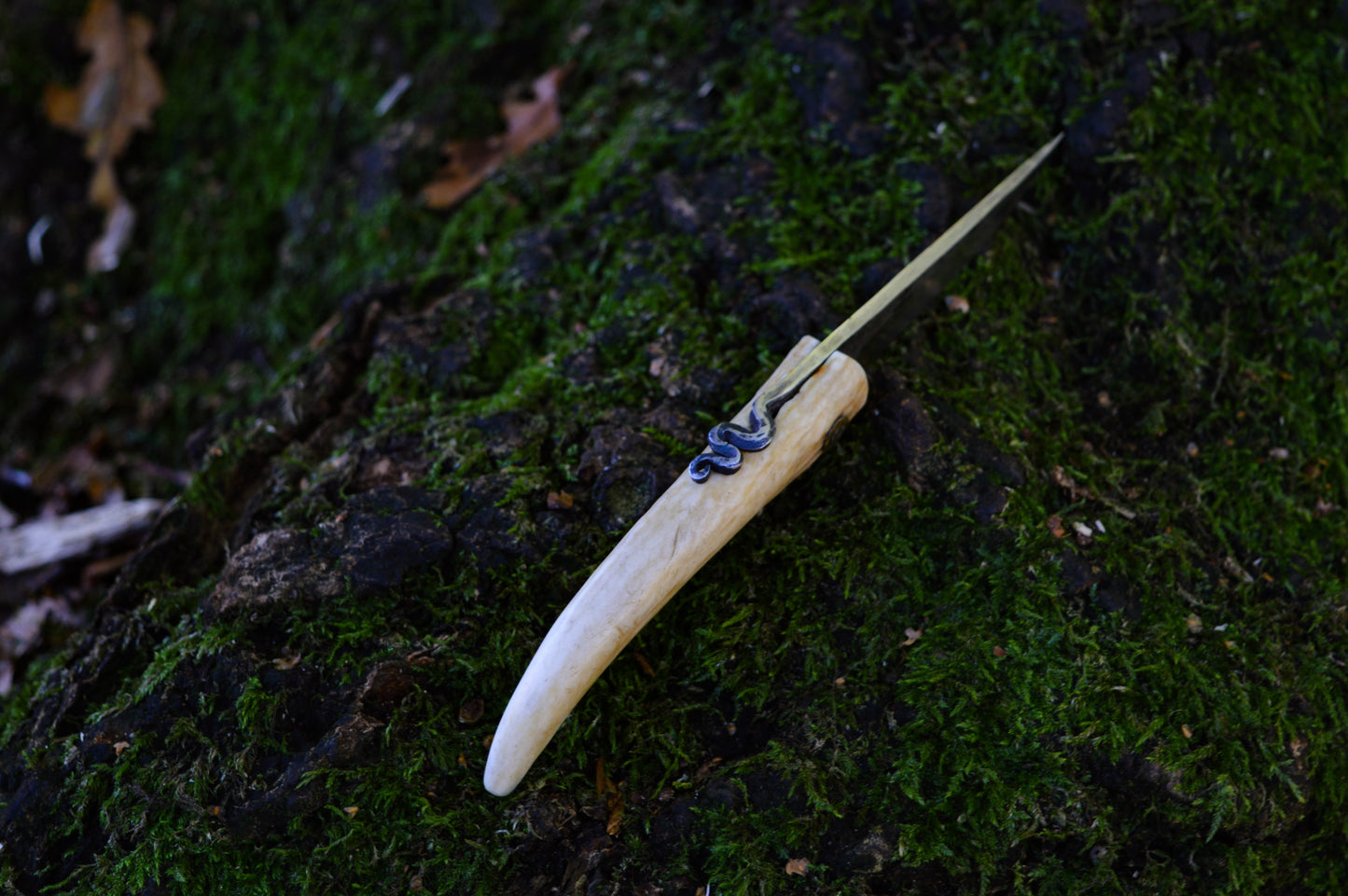 Hand-forged Viking Friction Folder / 15n20 Blade / Stag Antler Handle / UK Legal Pocket Knife