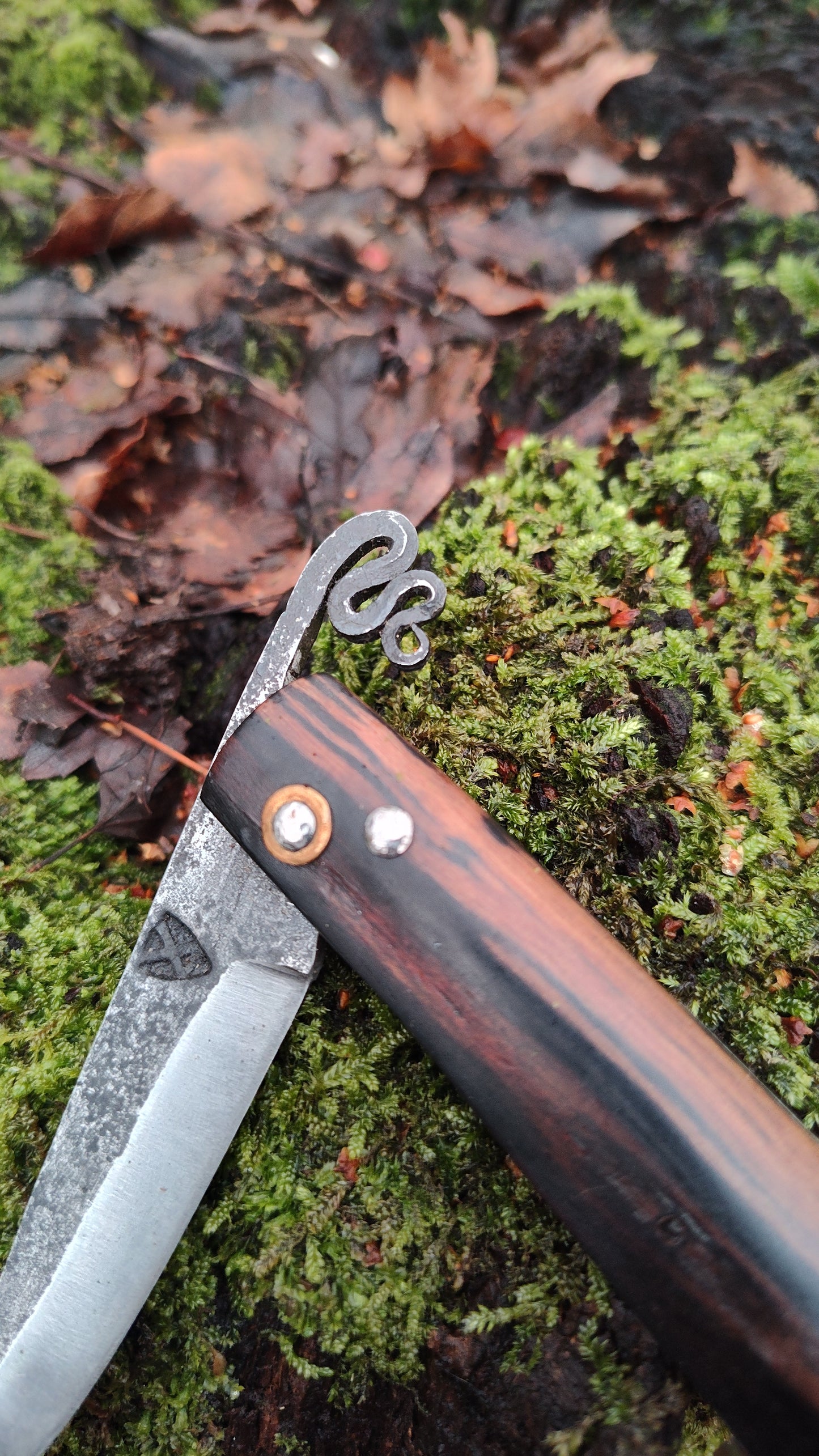 Hand-forged Friction Folder  / Pale Moon Ebony with 80crv2 blade / UK Legal Folding Knife