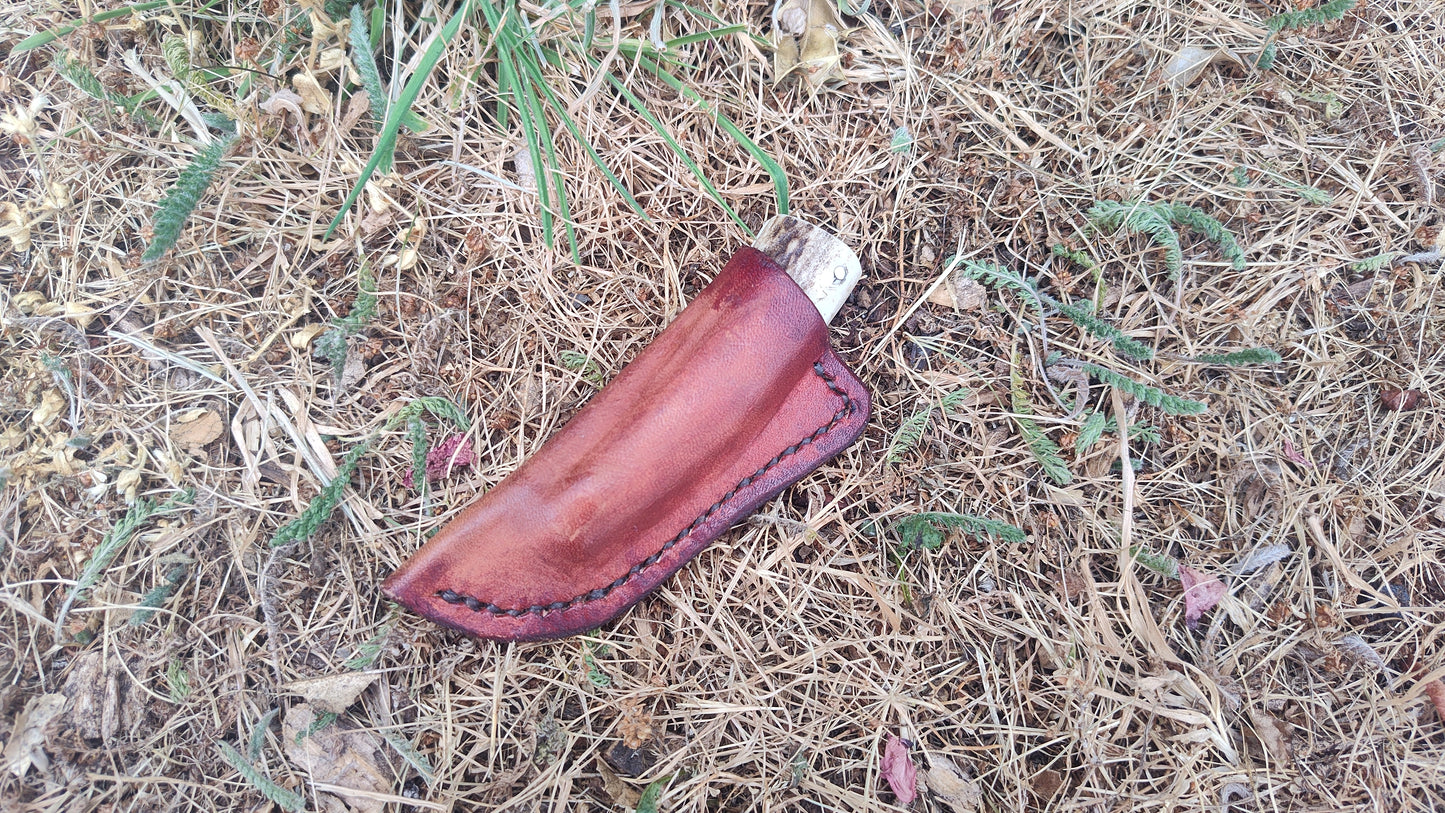 Hand-forged Friction Folder  / 26c3 Carbon Steel blade / Stag Antler Handle / UK Legal Carry
