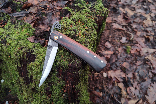 Hand-forged Friction Folder  / Pale Moon Ebony with 80crv2 blade / UK Legal Folding Knife