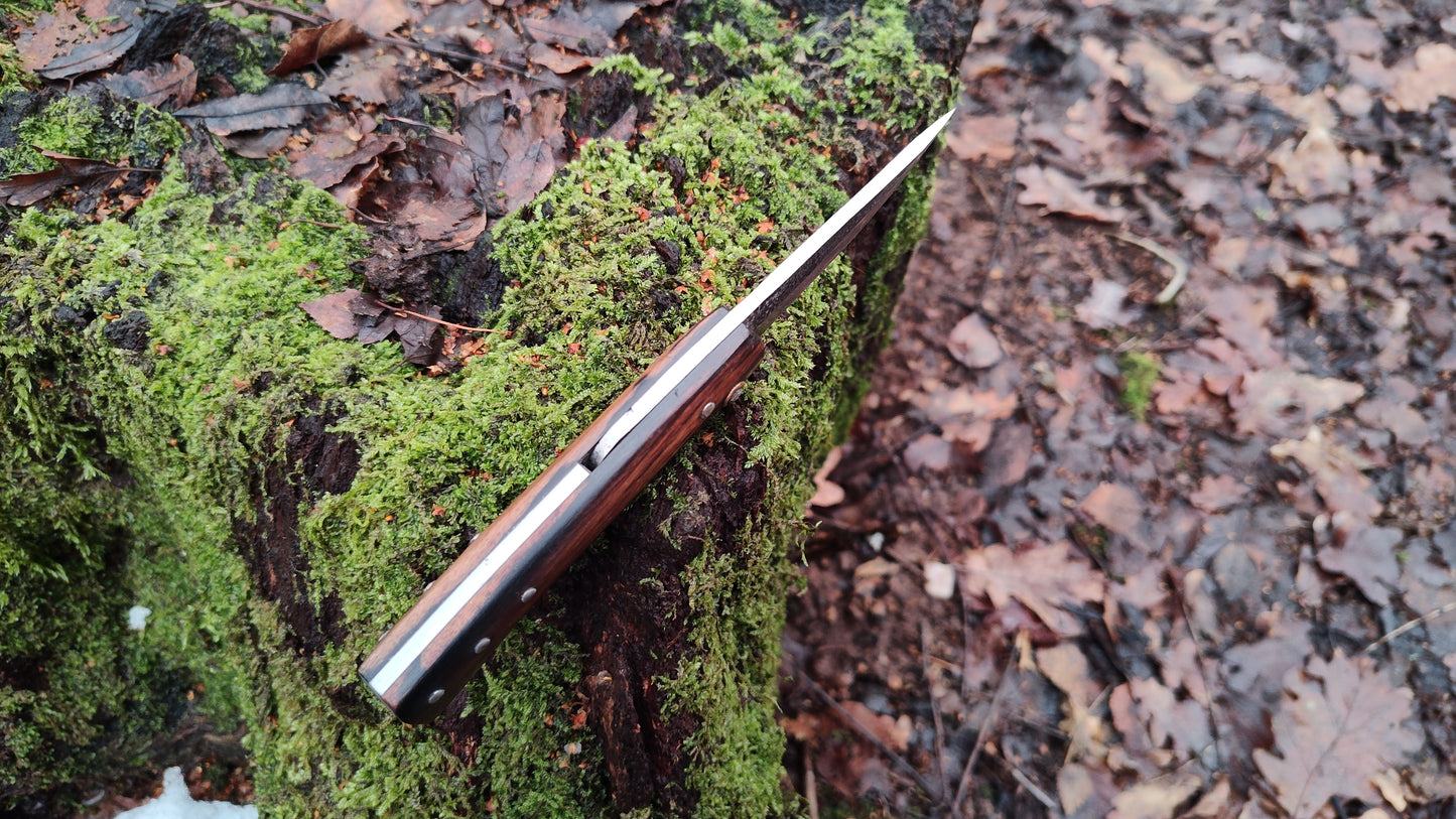 Hand-forged Friction Folder  / Pale Moon Ebony with 80crv2 blade / UK Legal Folding Knife