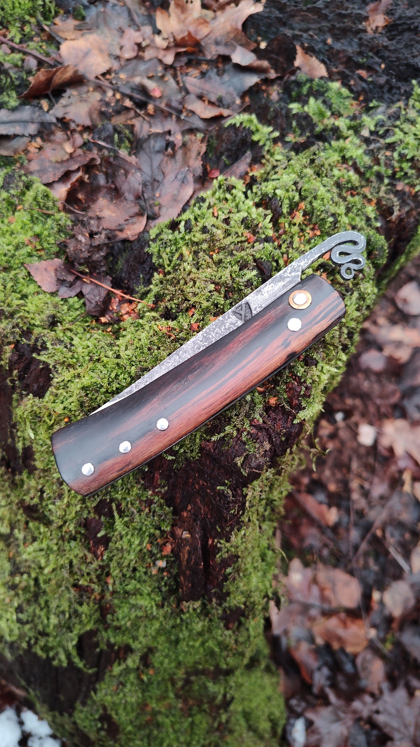 Hand-forged Friction Folder  / Pale Moon Ebony with 80crv2 blade / UK Legal Folding Knife
