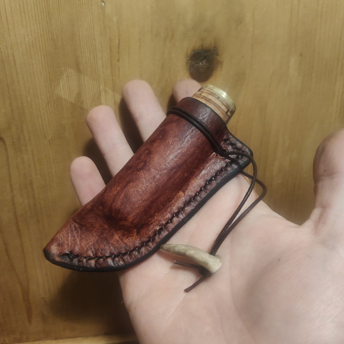 [RESERVED FOR LAURA] Hand-forged Friction Folder  / 80Crv2 Carbon Steel blade / Stacked Birch Bark Handle / UK Legal Carry